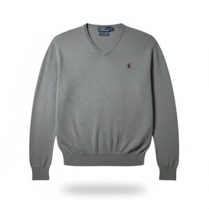 Vintage Polo Ralph Lauren Men’s Blue Cotton Cashmere Blend V Neck Sweater Sz L